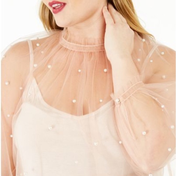 INC International Concepts Tops - 🆕INC PLUS SIZE EMBELLISHED TULLE TOP